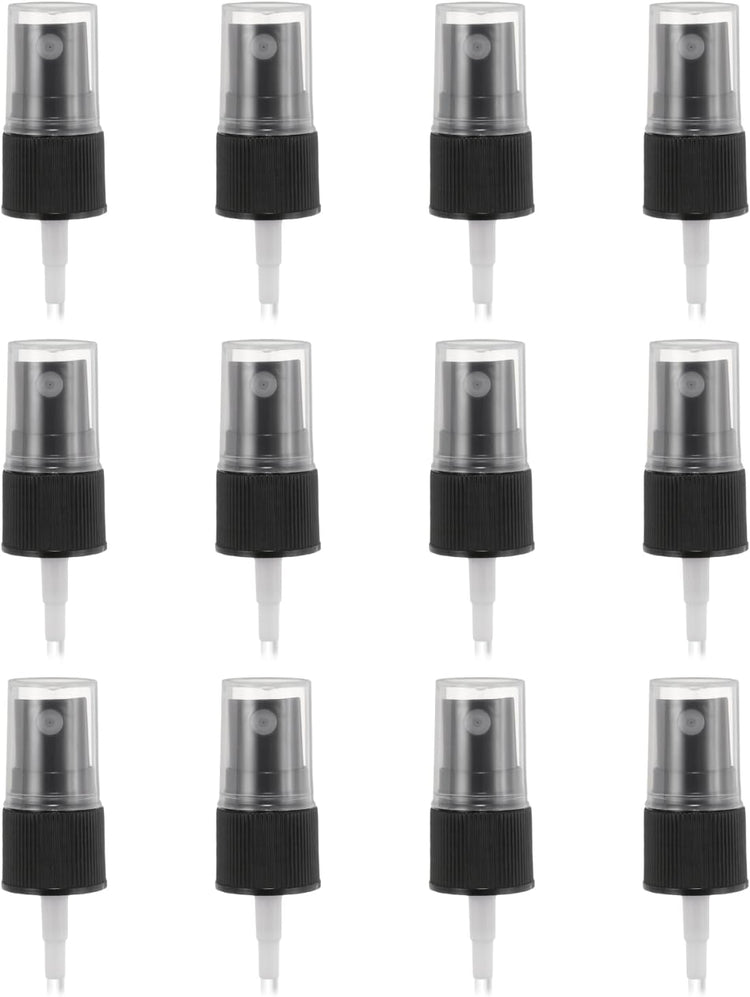 12 Pcs Black Spray Top, 18/410 Fine Mist Sprayer Reusable Replacement Spray Bottle Pump Stripe Plastic Top V1258-DP02-B-4081