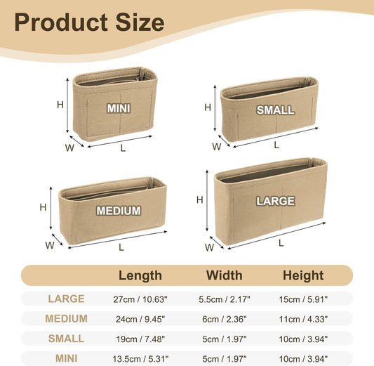 Purse Organizer Insert, Felt Portable Handbag Shaper Multiple Compartments Liner Pouch for Handbag Purse Tote V1258-DP02-B-4083