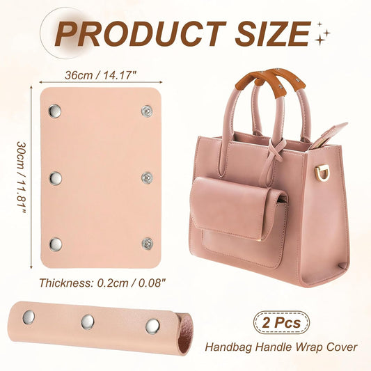 2 Pcs Handbag Handle Cover, Leather Luggage Handle Wraps, Purse Strap Cover Luggage Grip Protector Fine V1258-DP02-B-4084