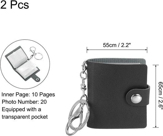 2 Pcs Mini Photo Keychain Custom Keychain Personalized Leather Photo Album Keychains with 20 Pictures DIY V1258-DP02-B-4088