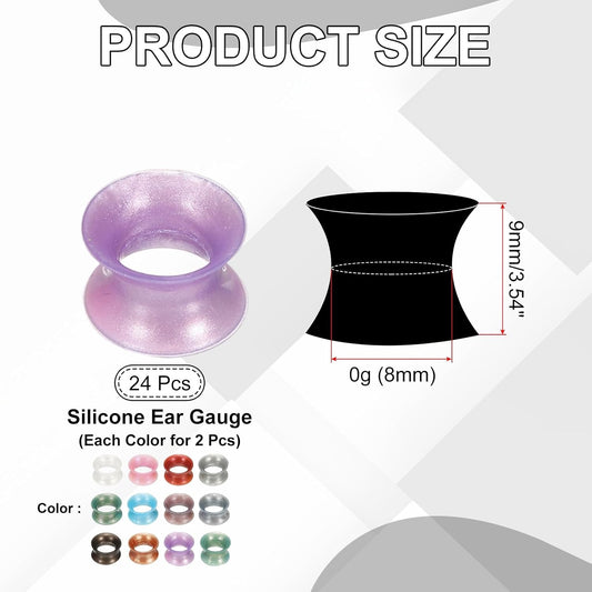 Silicone Ear Gauge, Flexible Ear Tunnels Plugs Double Flared Earring Stretchers Expander for Women Men V1258-DP02-B-4106