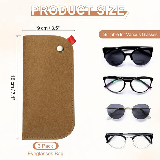 Portable Felt Glasses Case, Soft Slip-in Pouch Case, Ear Hanging Eyeglasses Bag Sunglasses Storage Pouch V1258-DP02-B-4122