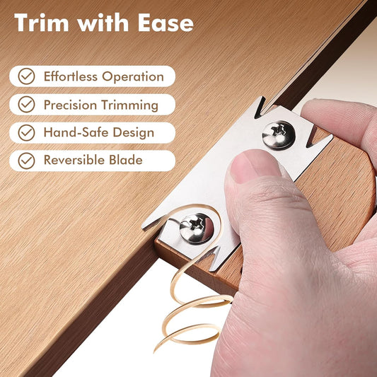 Edge Banding Trimmer, Upgraded Veneer Edge Trimmer with Wooden Handle and 3 Replacement Blades, Edge Band V1258-DP02-B-4130