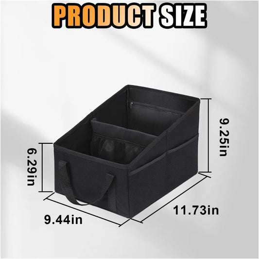 Car Seat Organizer, Foldable Car Storage Organizer with 4 Cup Holders, Rear & Front Seat Storage Bags, Black V1258-DP02-B-4139