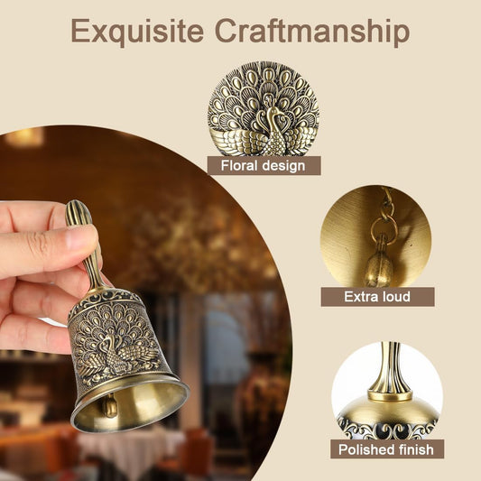 Hand Bell Ringing Bells Loud Service Call Bells Handbells for Seniors Bedside Wedding Dinner Meditation V1258-DP02-B-4151