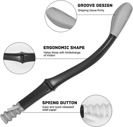 Toilet Aids Tools Butt Wiper Long Handle Toilet Aids for Wiping, 15" Comfort Bottom Buddy Wiping Aid Helper V1258-DP02-B-4159