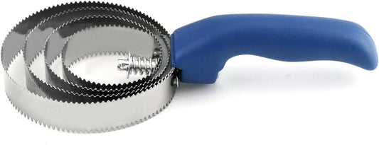 Double Sided Curry Comb, 2 Pack 4 Rings Stainless Steel Curry Comb with Soft Touch Grip, Blue V1258-DP02-B-4172