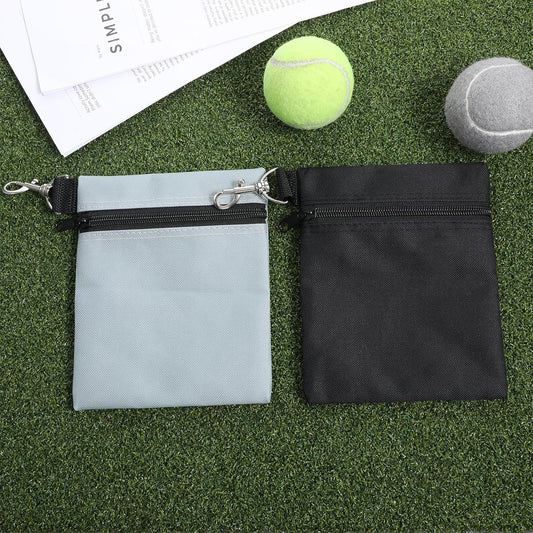 2 Pack Golf Ball Bag, Golf Tee Bag Pouch 6.7" x 5.5" Zippered Pouch with Metal Lobster Clip, Waterproof Golfs V1258-DP02-B-4224