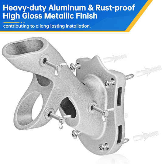 Flag Pole Holder, Flag Pole Brackets Mount Outside House Heavy-Duty Aluminum Metal Rust Proof Bracket 1" V1258-DP02-B-446