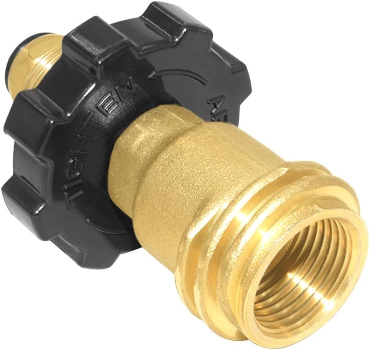Universal Propane Tank Adapter Converts POL to QCC1 / Type 1,Brass Valve Control Safety Device Propane Hose V1258-DP02-B-483