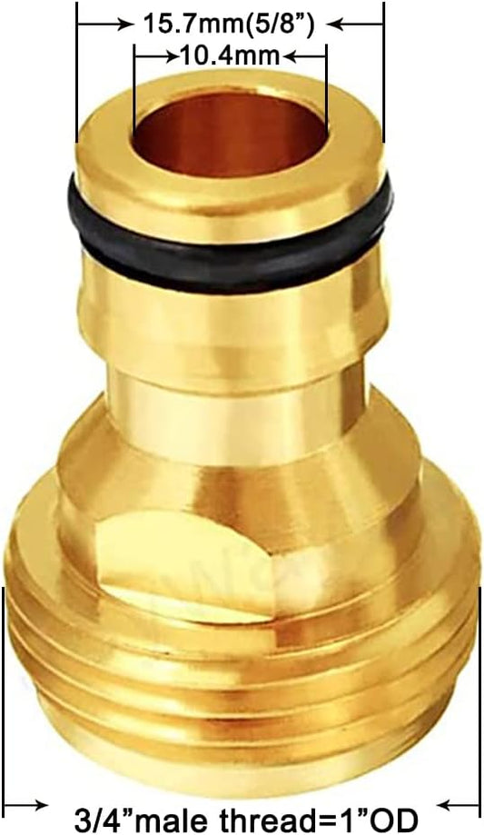 3/4" GHT Male Garden Hose Quick Connect Adapter Brass Connect Fitting(Pack of 4) V1258-DP02-B-492