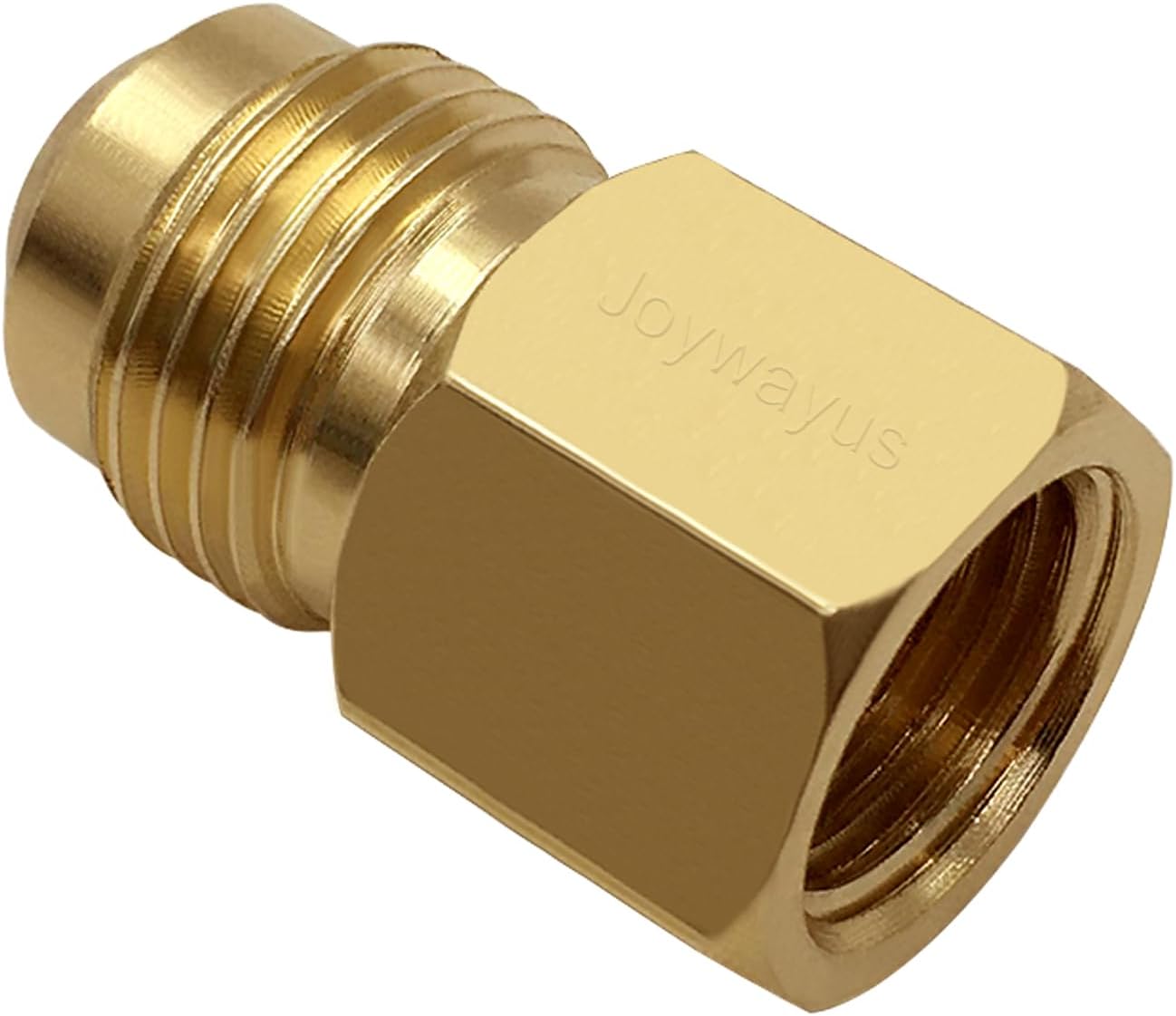 Brass Soft Nose POL Propane Gas LP Tank Adapter with 1/4" NPT Male Fitting and 3/8" Flare Male Adapter Full V1258-DP02-B-538