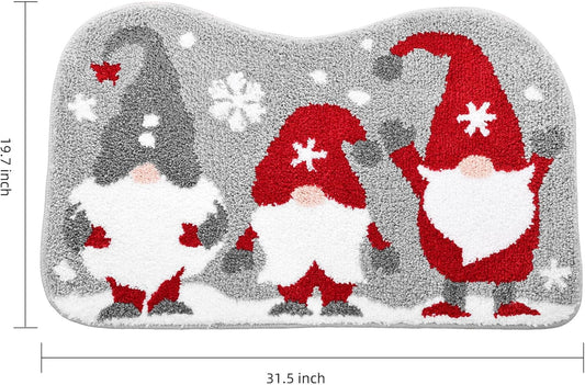 Bathroom Rugs Grey Christmas Rug with Tomte Cute Bath Mat Xmas Washable Kitchen Rugs for Living Room and V1258-DP02-B-641