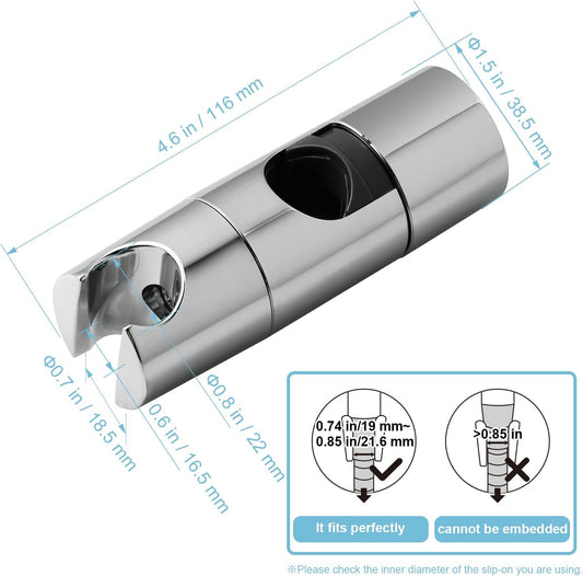 Shower Head Holder, Adjustable 0.75-1.00 in(19-25 mm) Diameter Hand Shower Holder Bracket for Slide Bar, V1258-DP02-B-649