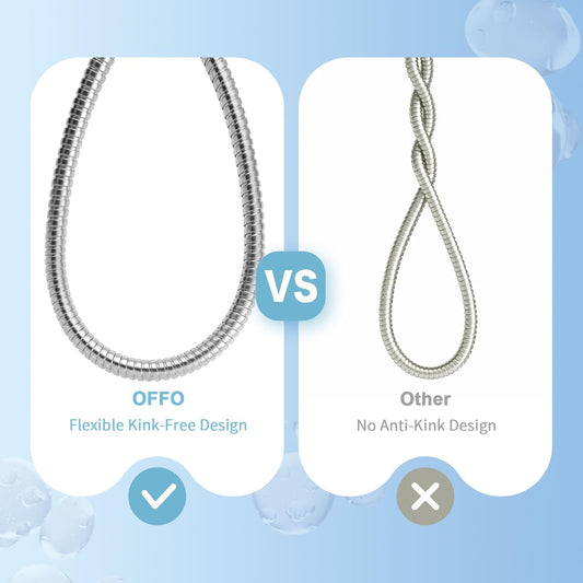 Shower Hose, 120 in Kink Free Stainless Steel Extra Long Shower Hose Replacement, Flexible Handheld Shower V1258-DP02-B-654