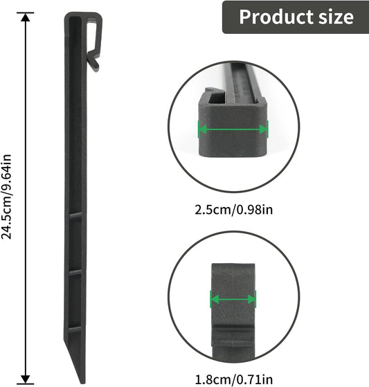 Landscape Edging Garden Stakes - 10 Inch Black Garden Landscape Anchoring Stakes Heavy Duty 12 Pcs Plastic V1258-DP02-B-693