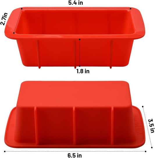 Silicone Mini Bread Loaf Pans for Baking, Small Loaf Pan Set of 4, 2.7x5.4 Inch Nonstick Bread Silicone Molds V1258-DP02-B-7