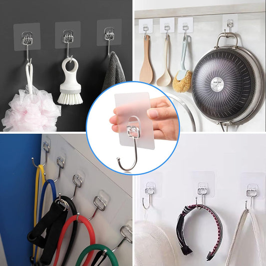 10-Pack All-Purpose Large Adhesive Hooks for Hanging, Banana Hook, Heavy Duty Adhesive Hooks 37 lb(Max), V1258-DP02-B-706