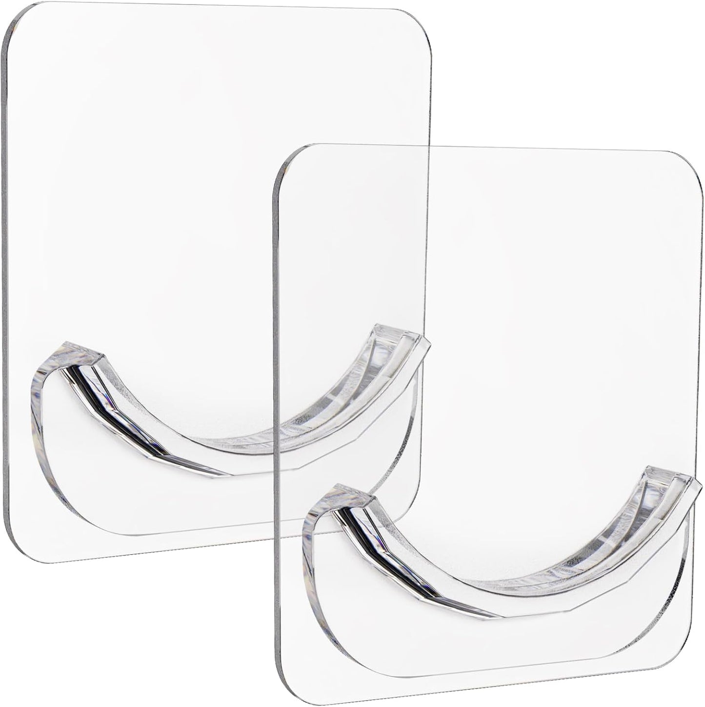 2 Pack Adhesive Curtain Rod Holders, No Drilling Shower Curtain Tension Rod Support Holder, Transparent Clear V1258-DP02-B-708