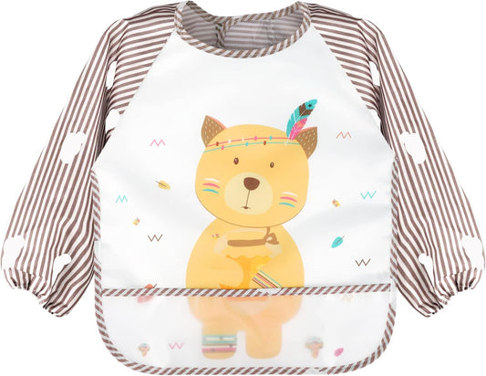 Long Sleeve Baby Bibs, Waterproof Sleeved Bibs Smock for Toddler Baby Girls Boys Eating Feeding V1258-DP02-B-715