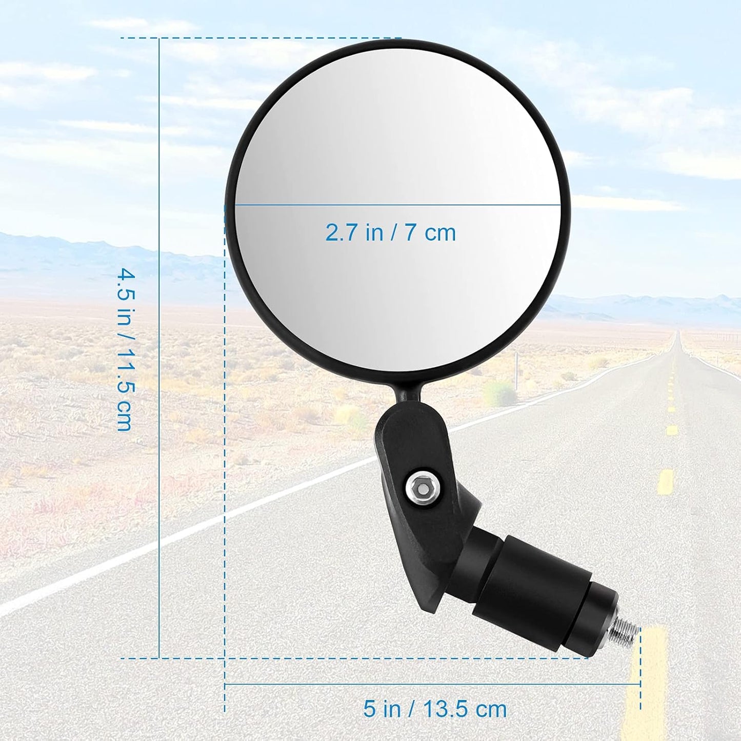 2pcs Bike Mirror, Bar End Bicycle Riding Rearview Mirrors for Handlebars, Adjustable 360 Degree Rotatable V1258-DP02-B-749