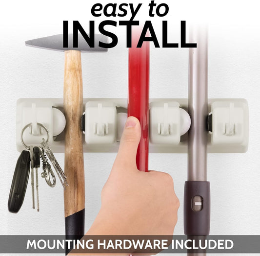Mop and Broom Organizer Wall Mount - Easy to Install Mop and Broom Holder Wall Mount for Storing Cleaning V1258-DP02-B-826