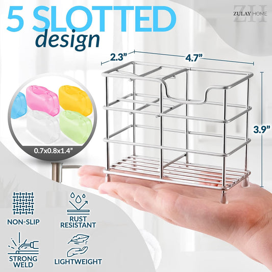 Toothpaste and Toothbrush Holder - Stainless Steel Toothbrush Holders for Bathrooms - Small Toothbrush Stand V1258-DP02-B-830
