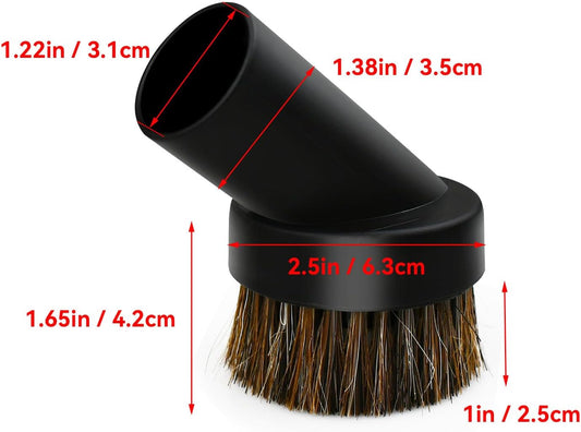 2 Pcs Black Round Dust Brush 25mm Horse Hair for 1.2-1.22in Hose Vacuum Cleaners Accessories V1258-DP02-B-844