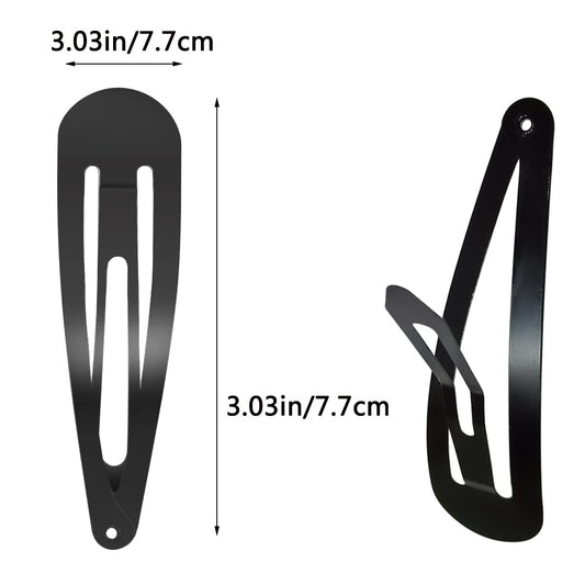 30 Pcs Snap Hair Clips, 3.1 Inch Big Size Barrettes Women No Slip Metal Snap Hair Clips Large Hair Pins(Black) V1258-DP02-B-852