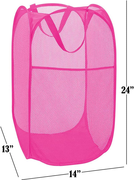 Deluxe Strong Mesh Pop up Laundry Hamper Basket with Side Pocket for Laundry Room, Bathroom, Kids Room, V1258-DP02-B-885