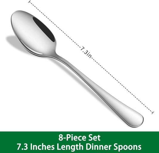 Dinner Spoon Set,8-Piece 7.3 Inch Soup Spoons,Premium Food Grade Stainless Steel Table Spoon,Durable Metal V1258-DP02-B-895