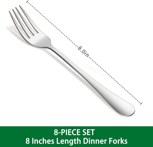 Dinner Forks,8-Piece 8 Inches Stainless Steel Table Fork,Dishwasher Safe Flatware Forks,Food Grade Mirror V1258-DP02-B-896