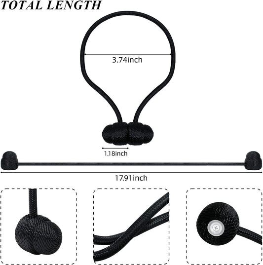 Black Magnetic Curtain Tiebacks - 4pcs Decorative Curtain Tie Backs, No Drill Closure Drapery Tiebacks V1258-DP02-B-917