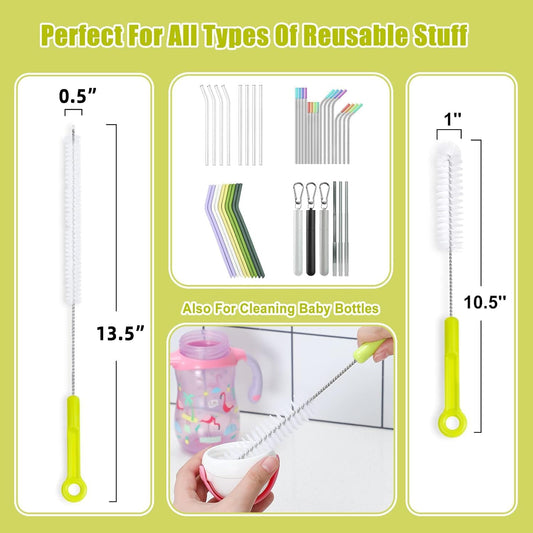 Bottle Cleaning Brush Set - Long Handle Bottle Cleaner for Washing Narrow Neck Beer Bottles, Sports Water V1258-DP02-B-97