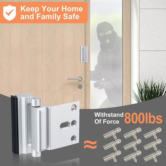 2 Pack Home Security Door Lock,Childproof Door Reinforcement Lock,with 3" Stop Withstand 800 lbs,for Inward V1258-DP02-B-975
