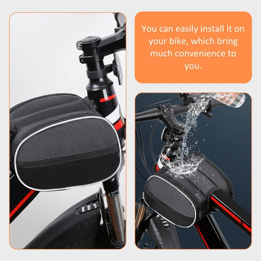 Waterproof Front Bike Frame Bag 19x12.5x6 cm Black V1258-DP02-BOL-123