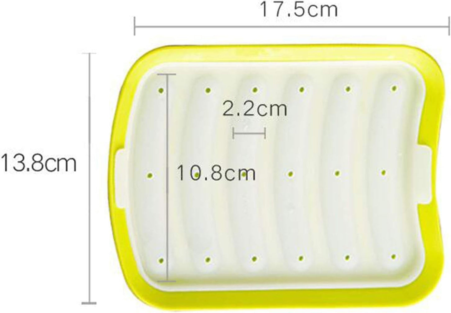 6 Cavity Silicone Hot Dog Mold with Lid Yellow Non-Stick Sausage Maker Baking Tool V1258-DP02-BOL-128