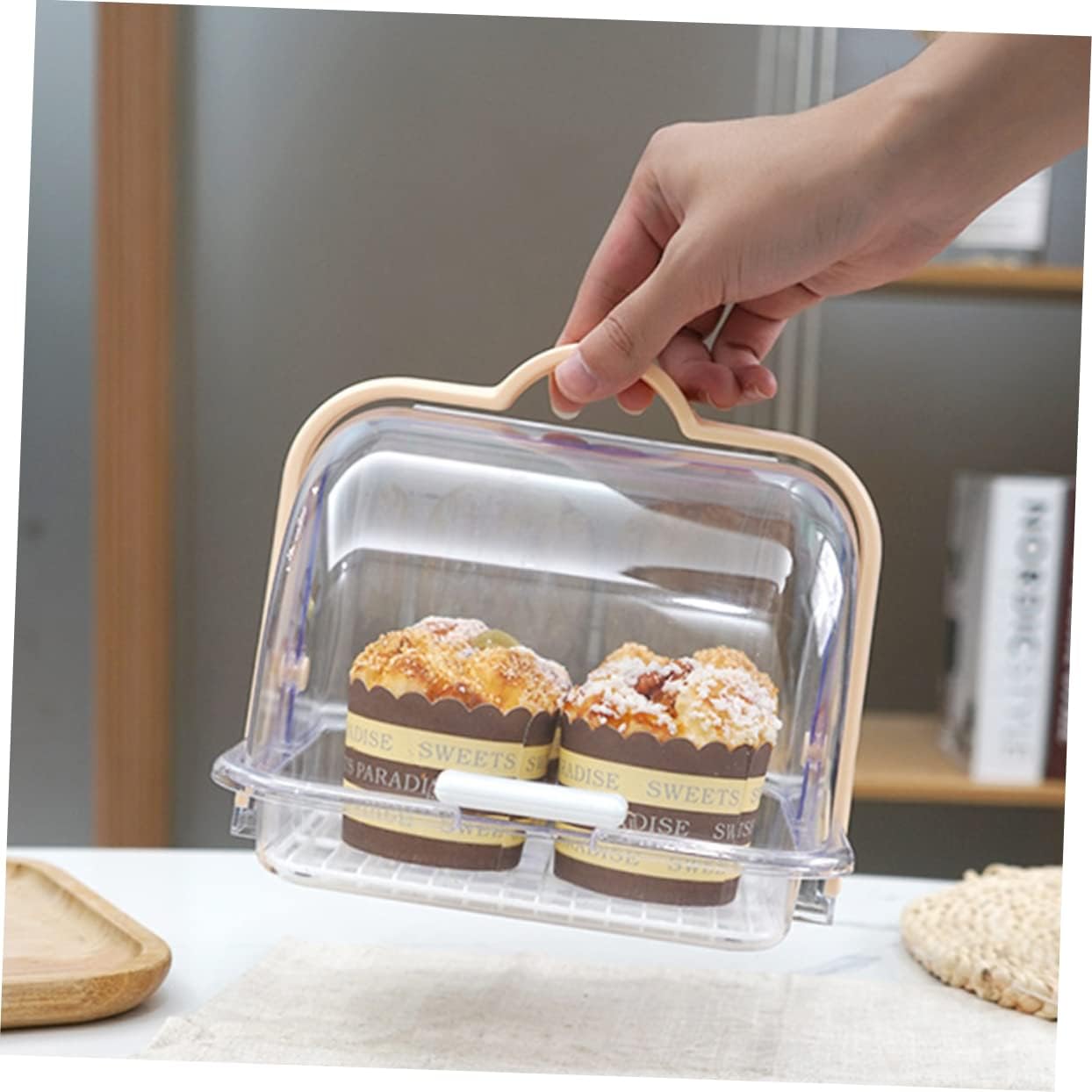 Transparent Food Storage Container with Lid and Drip Tray for Bread Milk Packaging V1258-DP02-BOL-153