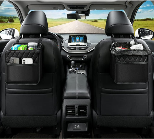 Car Seat Organizer 2 Pack - Black Backrest Storage Bag with Pockets - Car Interior Accessory V1258-DP02-BOL-19