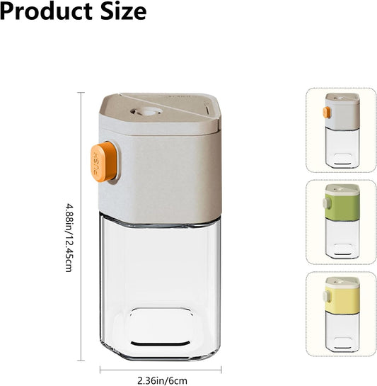 Salt and Pepper Shaker Set with Dose Button - 0.5g per Press - Precise Seasoning Dispensers - Glass Spice V1258-DP02-BOL-208