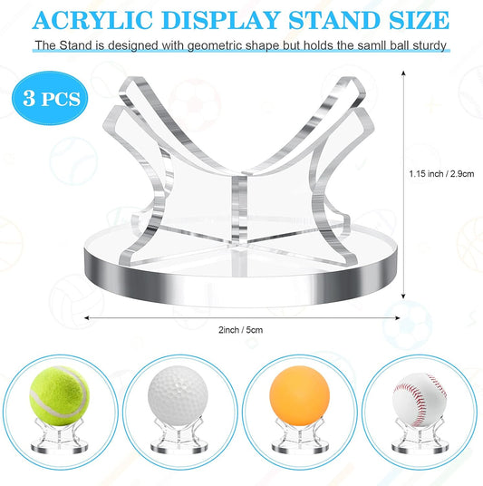 3 Piece Acrylic Ball Display Stand Holder for Baseball Golf Softball Tennis and Other Sports Balls V1258-DP02-BOL-260