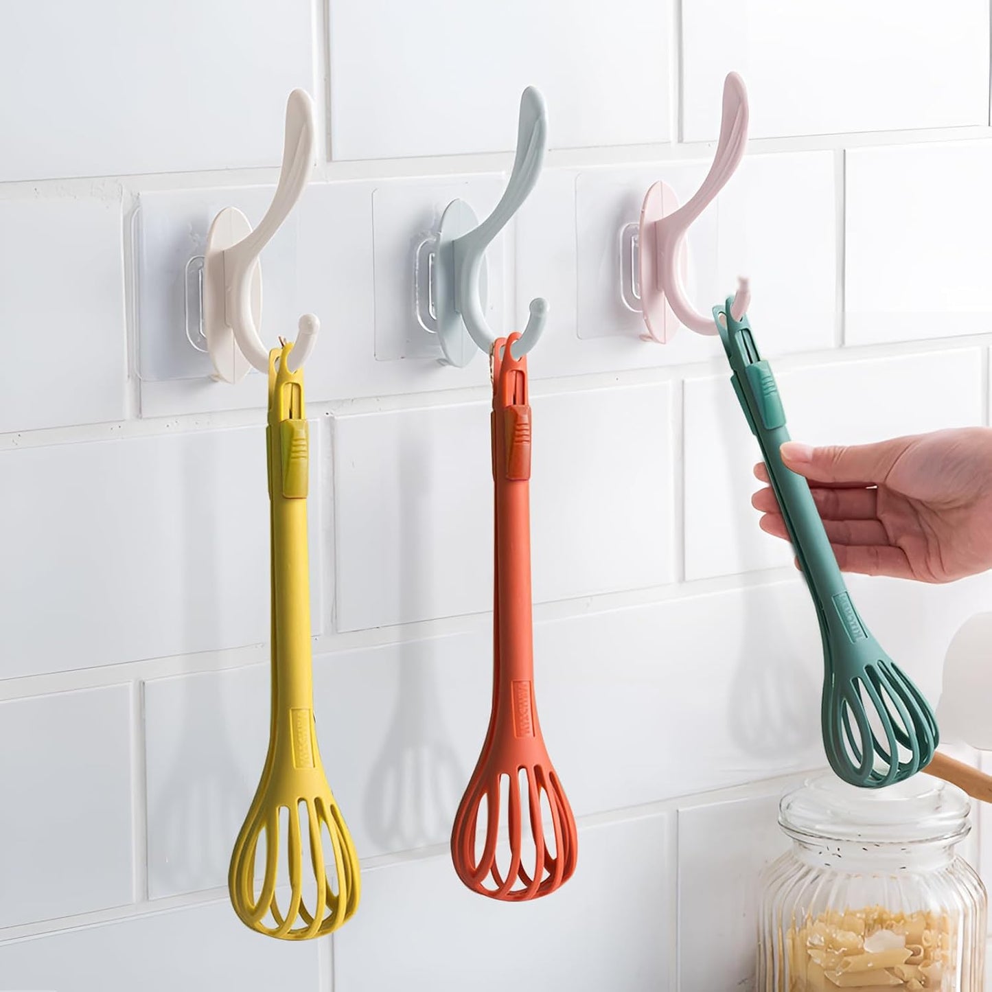3-Piece Handheld Egg Beater Set 2-in-1 Food Tongs Mixer Salad Mixing Kitchen Tools for Cooking Baking V1258-DP02-BOL-282