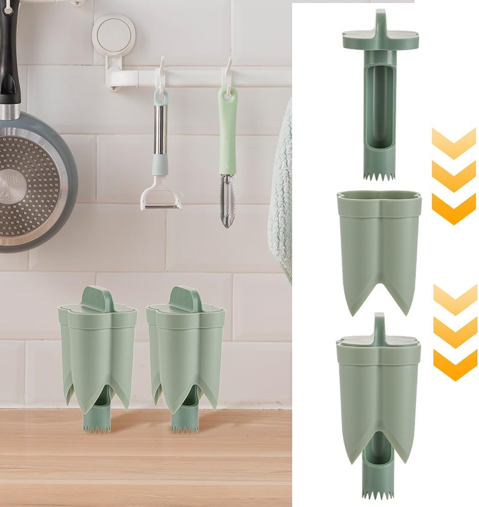 2-in-1 Green Capsicum Slicer and Seed Remover Tool - Fast Vegetable Seed Extractor Kitchen Gadget for Paprika V1258-DP02-BOL-299