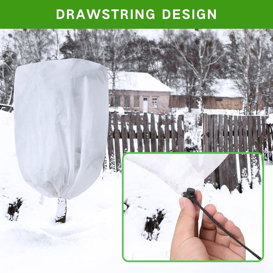 2 Pack Frost Protection Plant Covers White Frost Resistant Fabric Tree Cover with Drawstring Outdoor V1258-DP02-BOL-319