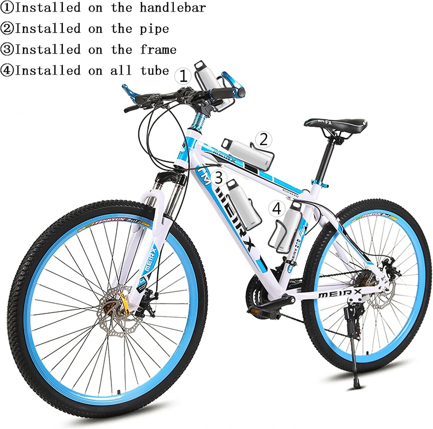 Aluminium Bicycle Water Bottle Cage Universal 70-76mm Mount Lightweight Black with Screws V1258-DP02-BOL-332