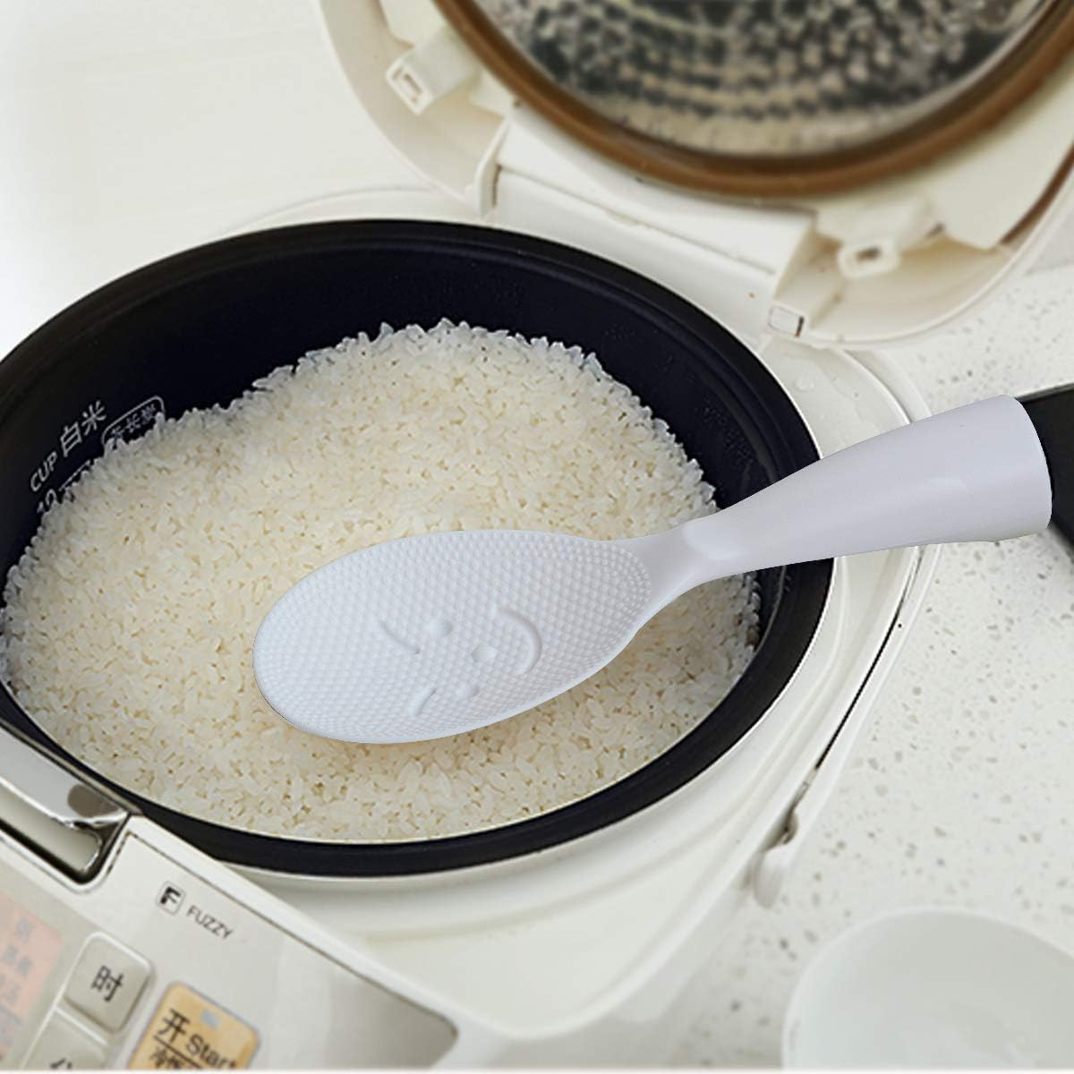 Standing Rice Spoon White Self-Standing Serving Spoon Kitchen Antiscald Rice Paddle V1258-DP02-BOL-35