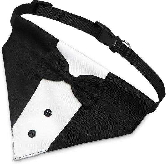 Formal Dog Smoking Set Collar Neckband Adjustable 12.5-21 Inch Black Formal Dog Dress for Wedding Engagement V1258-DP02-BOL-351