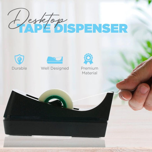 2 Pack Black Tape Dispenser Heavy Duty Desktop Holder with Anti-Slip Base for Office Home School Gift V1258-DP02-BOL-358