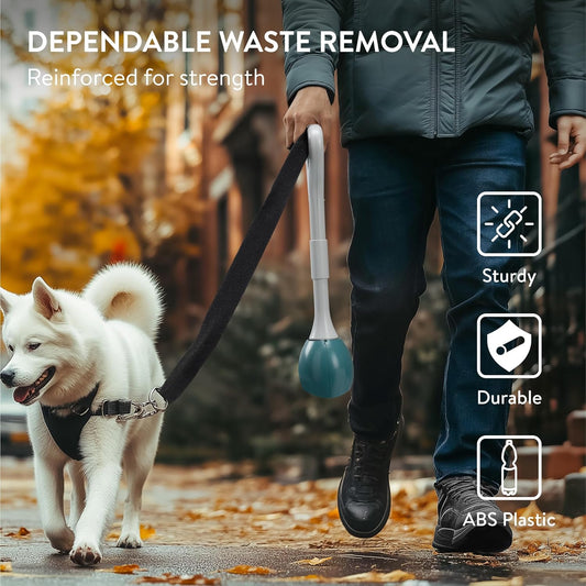 Dog Poop Scooper - 1 Piece - Dark Green - Pet Waste Remover with Secure Closure and Smooth Button - Long V1258-DP02-BOL-372
