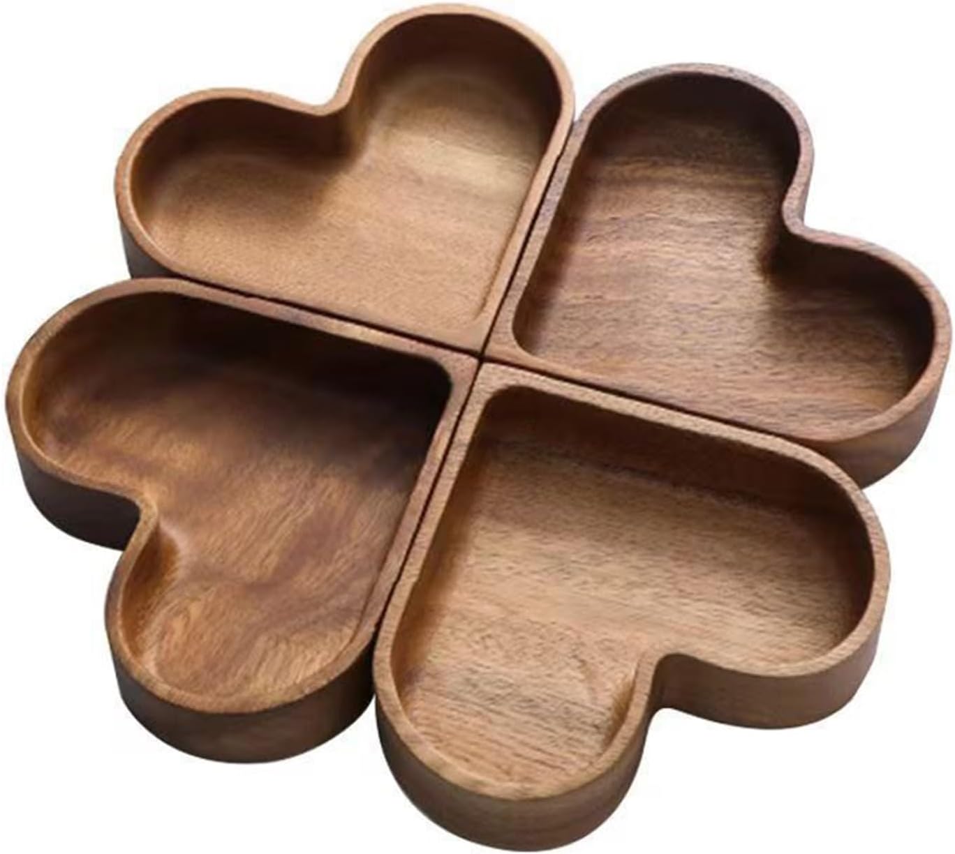 4-Piece Heart-Shaped Wooden Bowl Set Snack Fruit Dried Food Nut Candy Storage Decorative Display Bowls V1258-DP02-BOL-42
